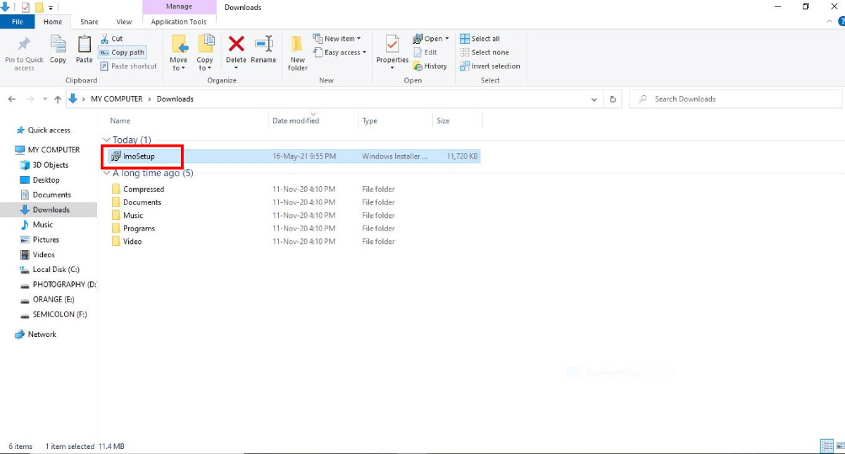 Open the Imo Setup file