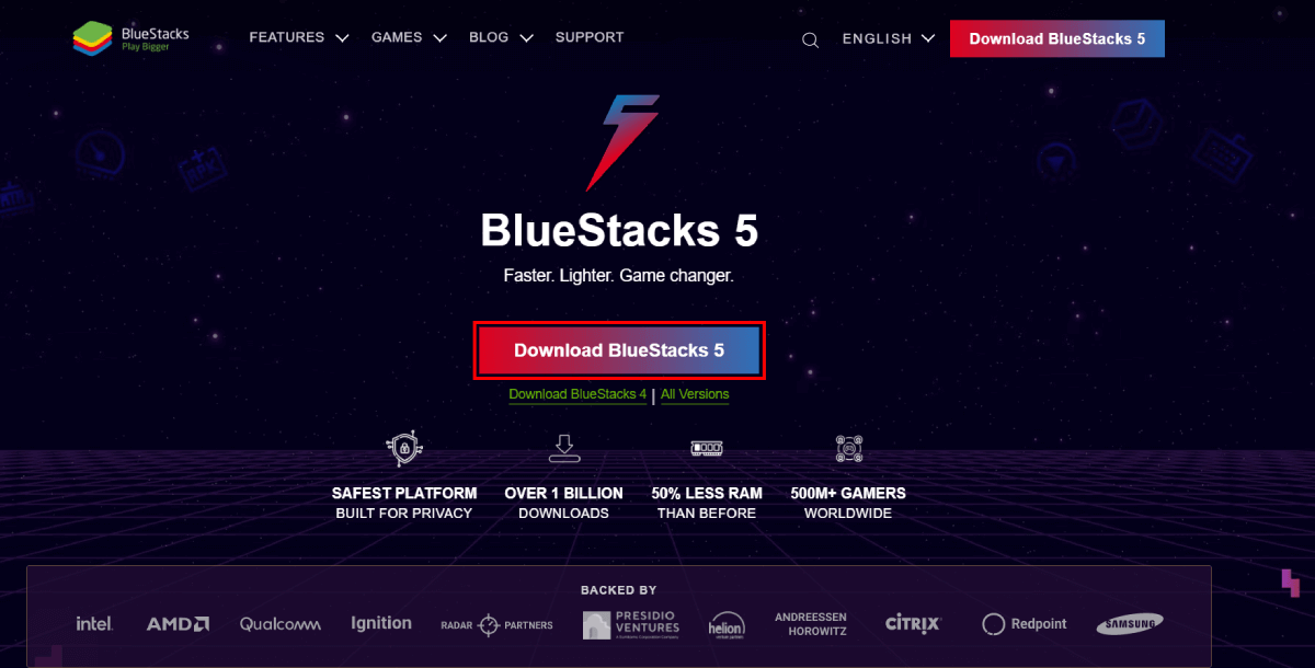 BlueStacks Download page