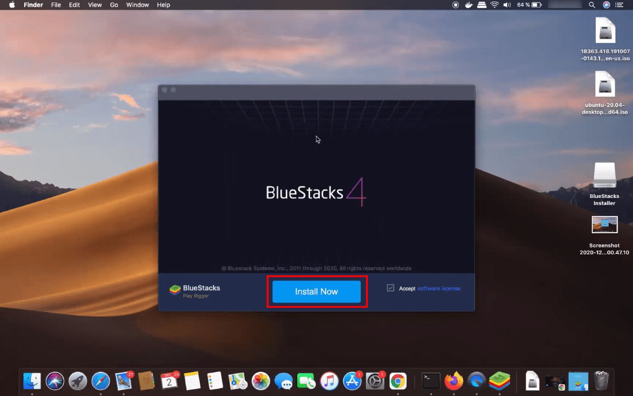 BlueStacks Install button for MacOS