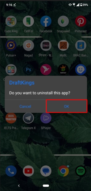 Delete DraftKings Account from the Android 5