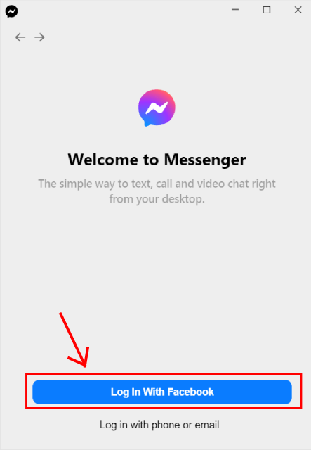 Facebook Messenger desktop login with facebook