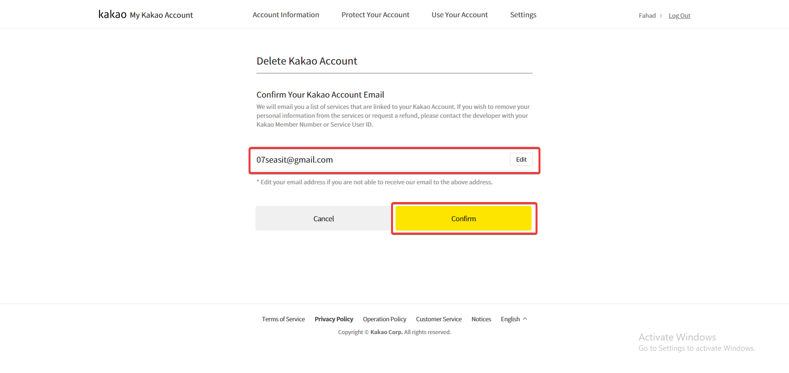 How to delete Kakao Account via website