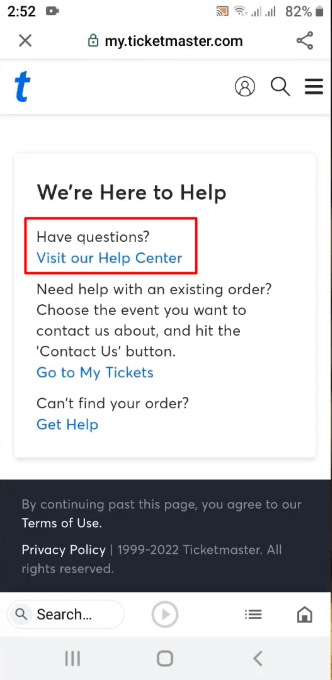How to delete Ticketmaster account via the website