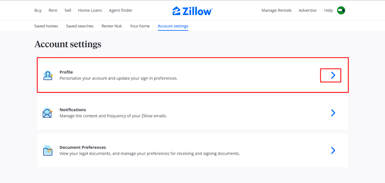 How to delete Zillow account via the website