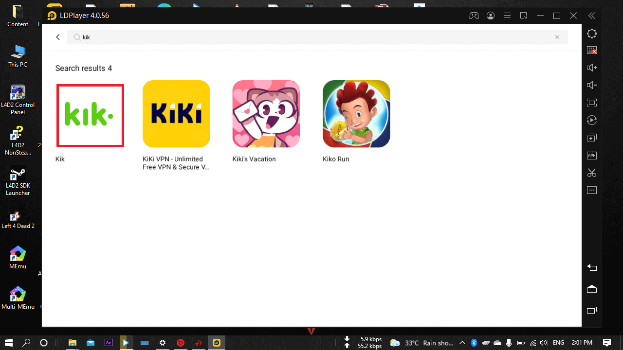 Kik app search on LDPlayer