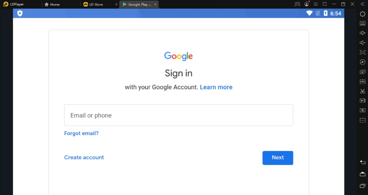 LDPlayer Play Store Gmail Sign in