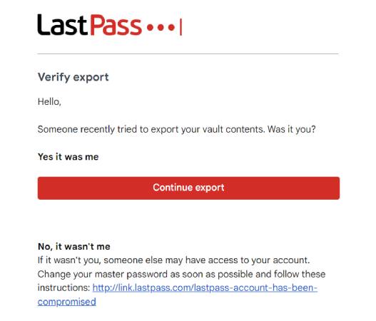 LastPass Verify Export mail
