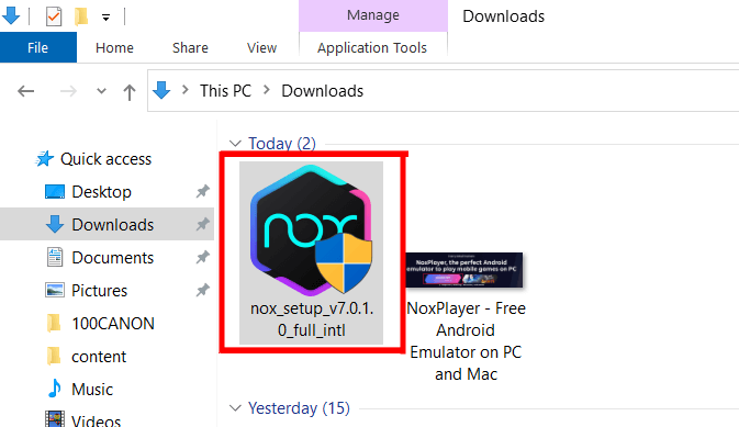 NoxPlayer installation file