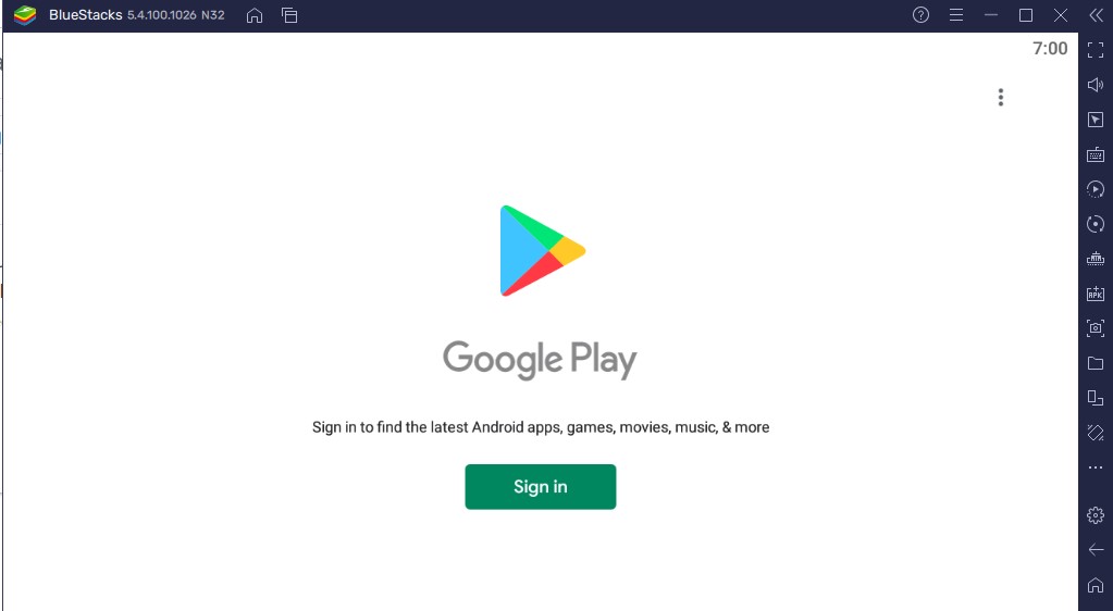 Play Store gmail sign in home interface