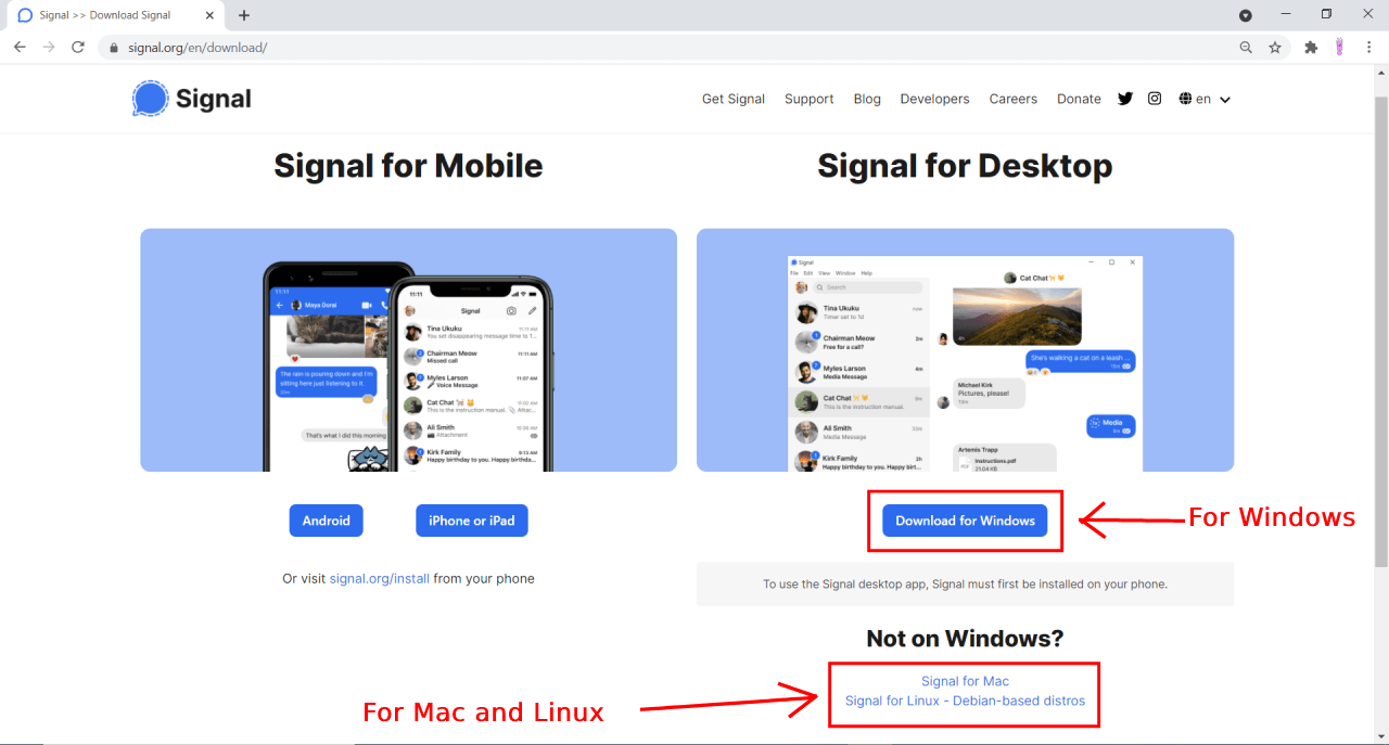 Signal Download page