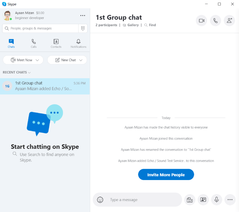 Start skype group chat