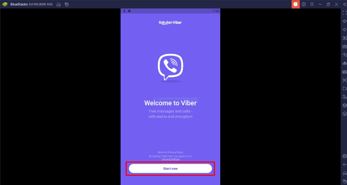 Viber app click Start after install