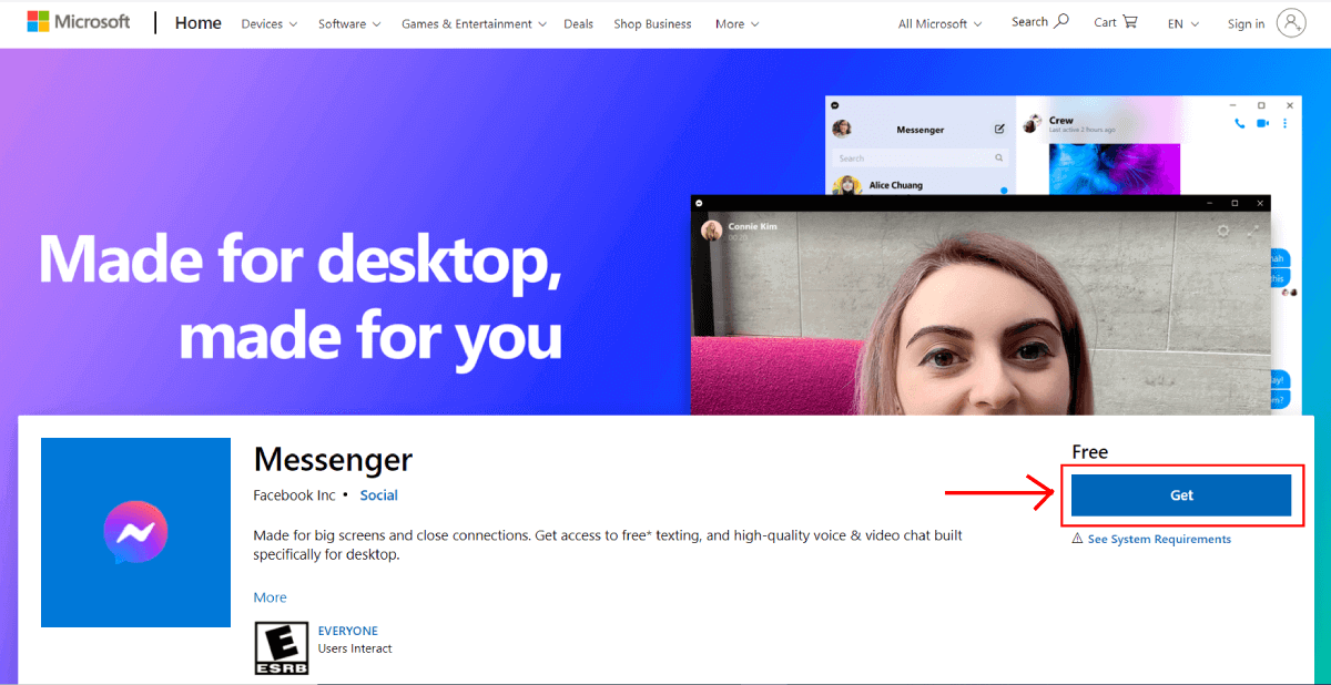 get Facebook Messenger from Microsoft Store