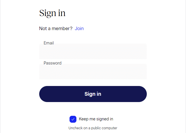 match sign in page
