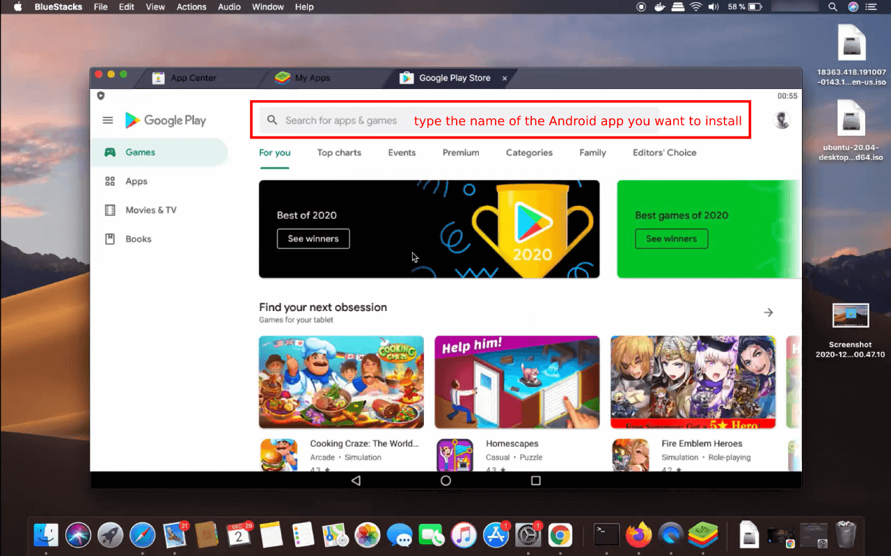 search Android app on BlueStacks for Mac