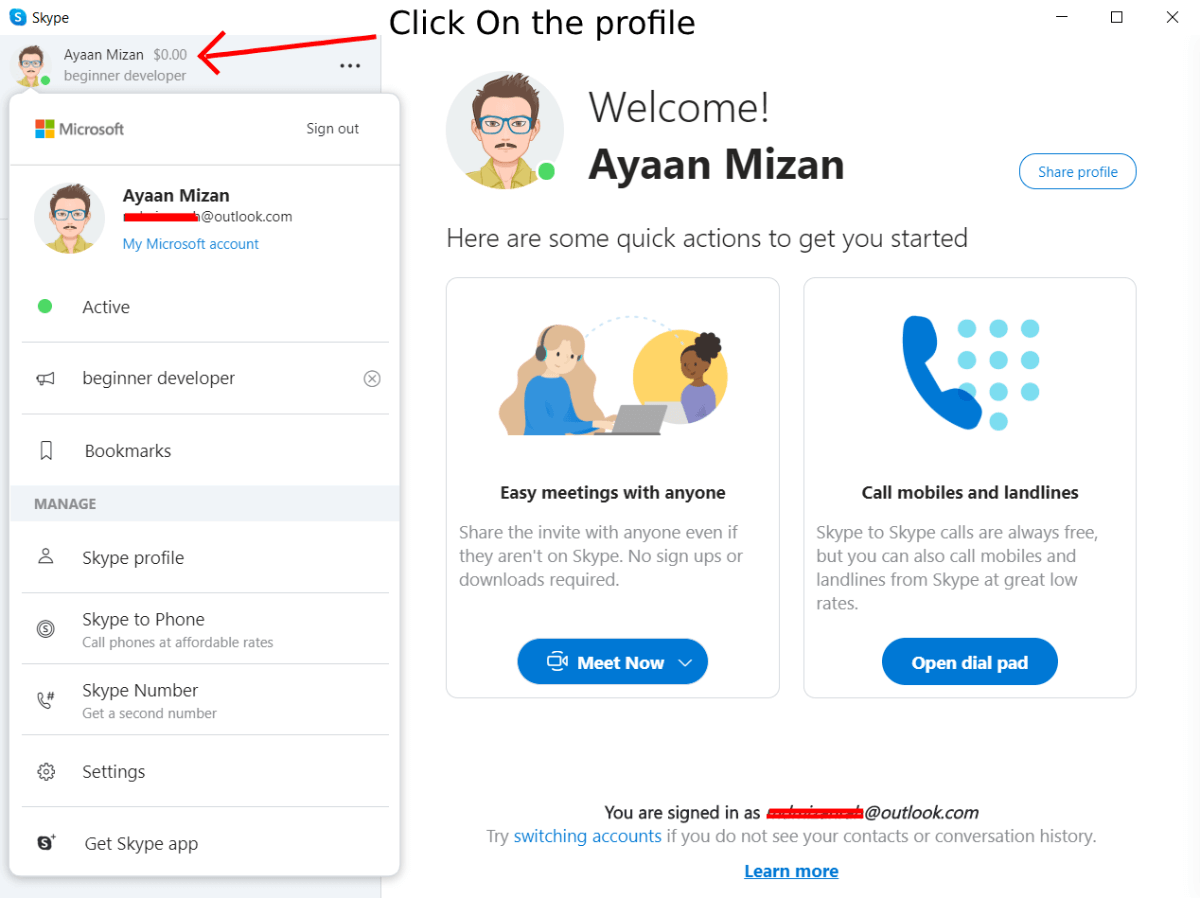 skype contacts from profile
